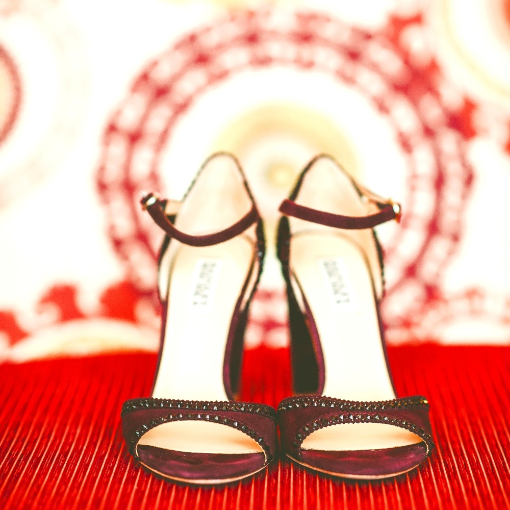 Bagdley Mishka Maroon Suede Heels